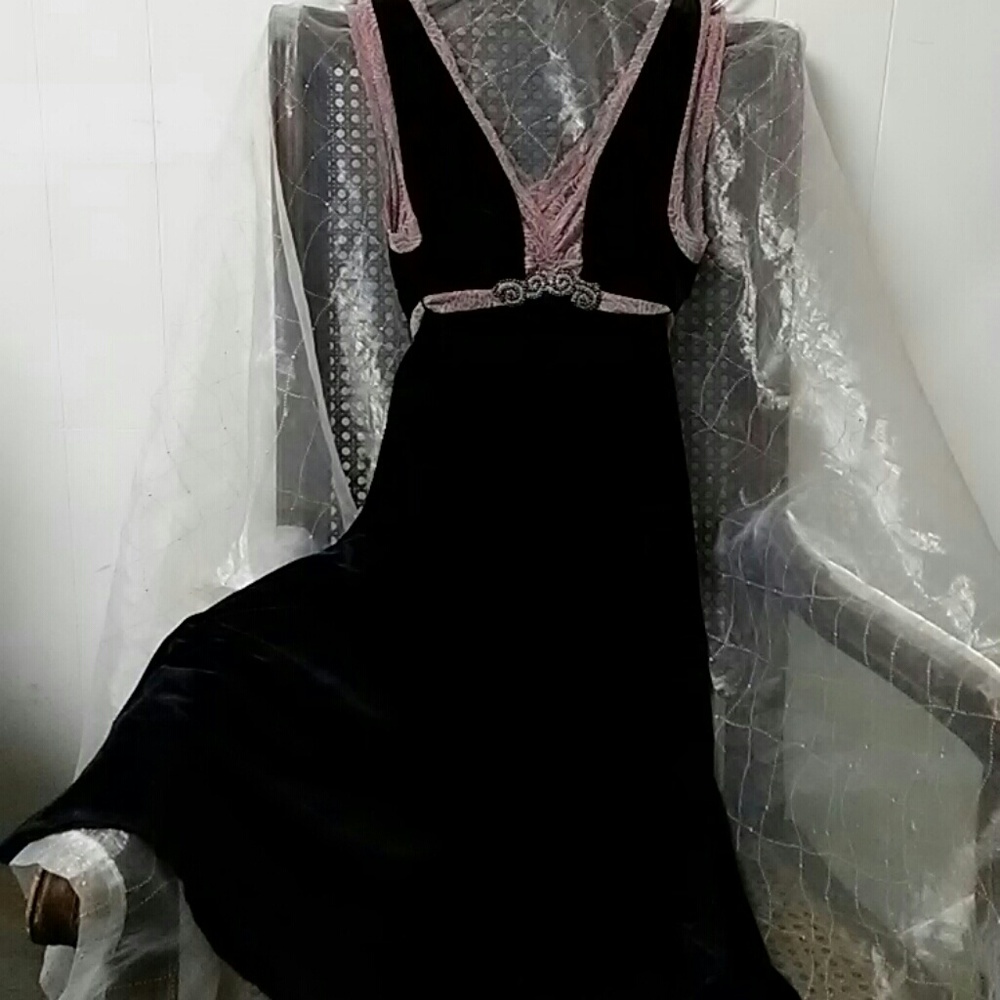 Free People black velvet empire waist lace tie